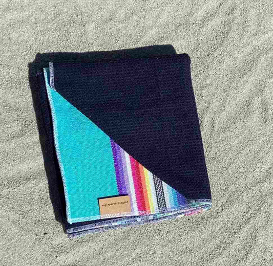 Teal Sarape Golf Towel with Black Interior