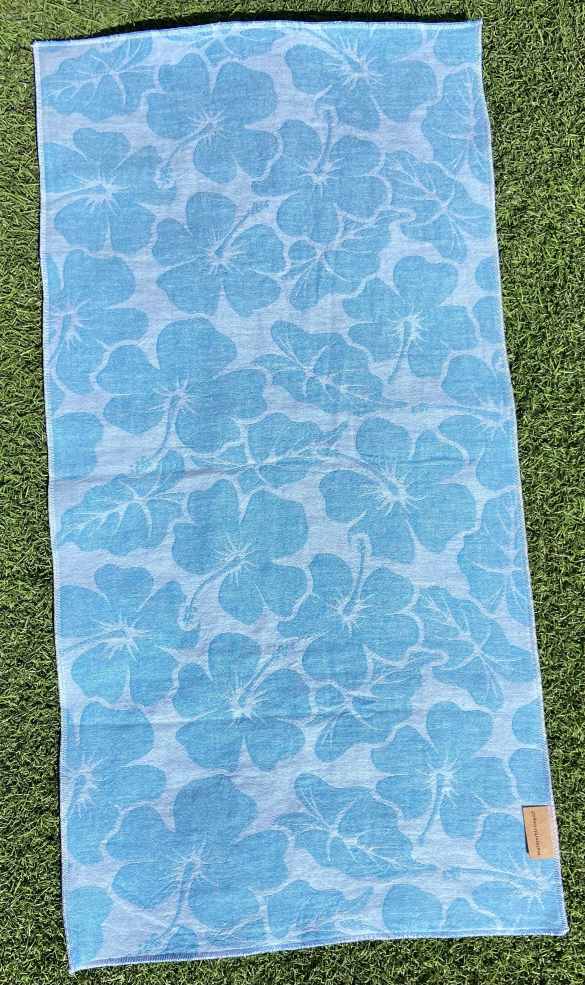 Blue Hawaiian Golf Towel on Grass