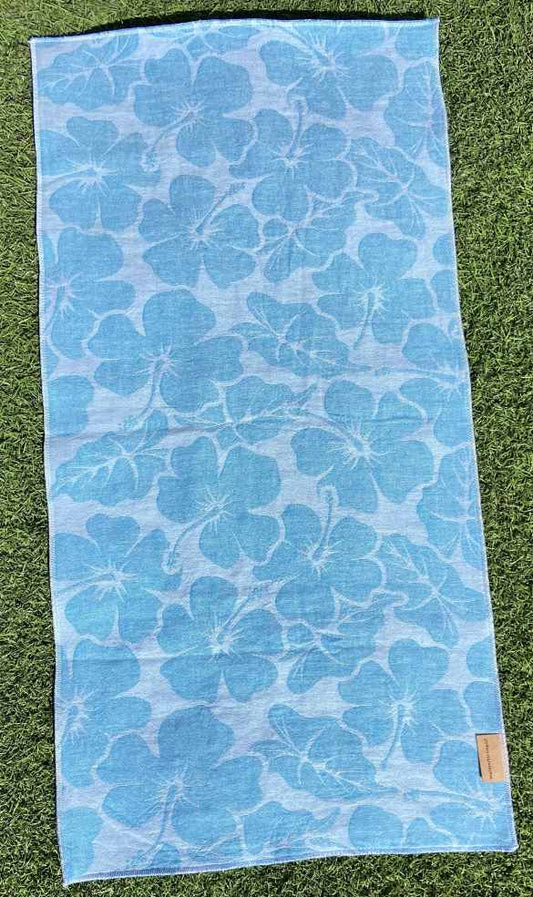 Blue Hawaiian Golf Towel on Grass