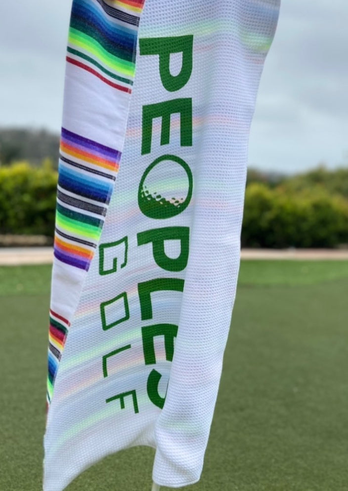 Colorful Sarape Golf Towel with Peoples Golf logo