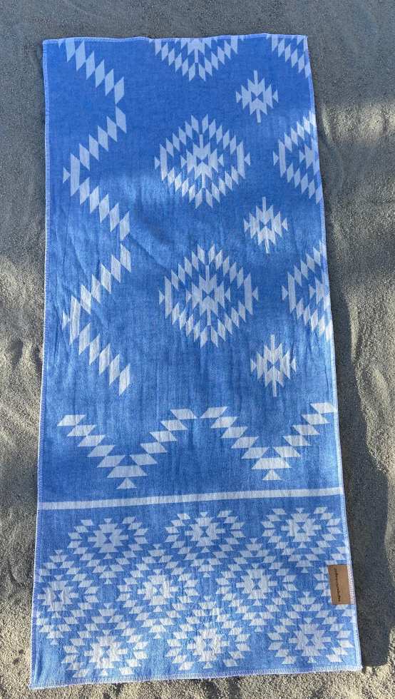 Large Blue Nav Surf Golf Towel on Sand
