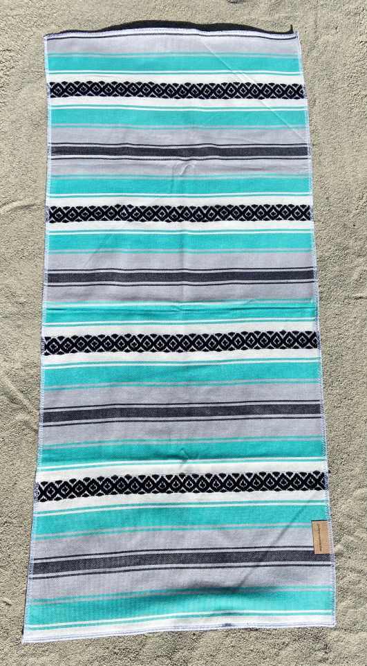 Teal Baja Surf Golf Towel on Sand