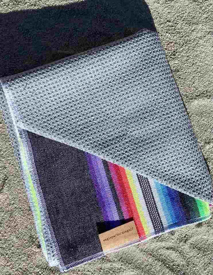 Black Sarape Golf Towel with Gray Waffle Interior