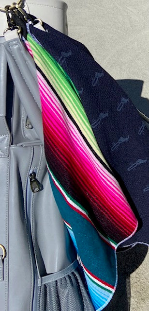 Colorful Sarape Golf Towel on a Gray Golf Bag