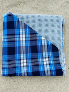 Blue tartan golf towel