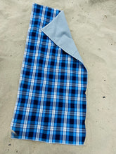 Load image into Gallery viewer, Blue tartan golf towel