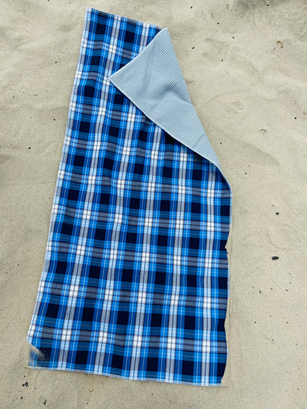 Blue tartan golf towel